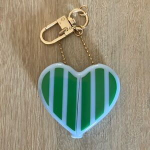kate spade Striped Heart Coin Purse Bag Charm Keychain